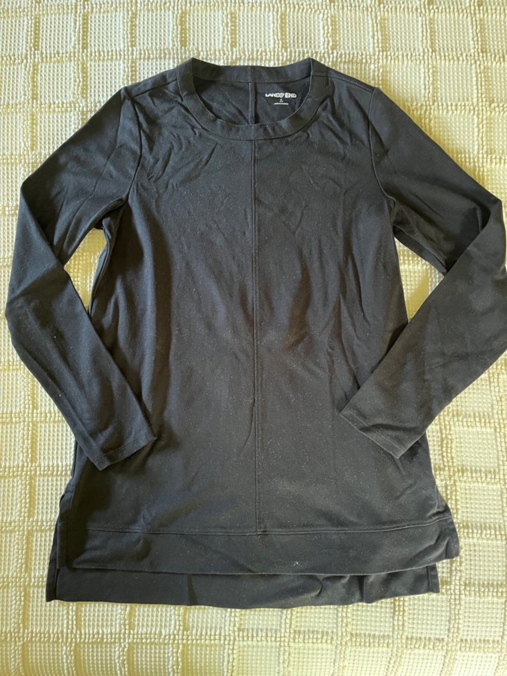 Lands' End Black Long-Sleeve Crewneck Tunic Top